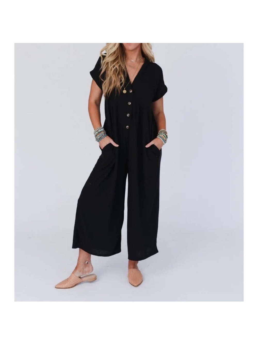 Three Birds Nest Black wide leg Jumpsuit